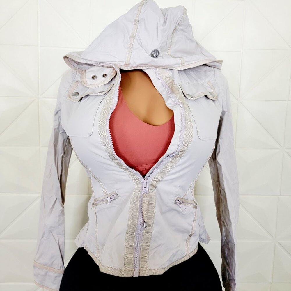 Lululemon Women's Dune Out And About Hooded Peplum Varsity Jacket Size Small - Picture 3 of 7